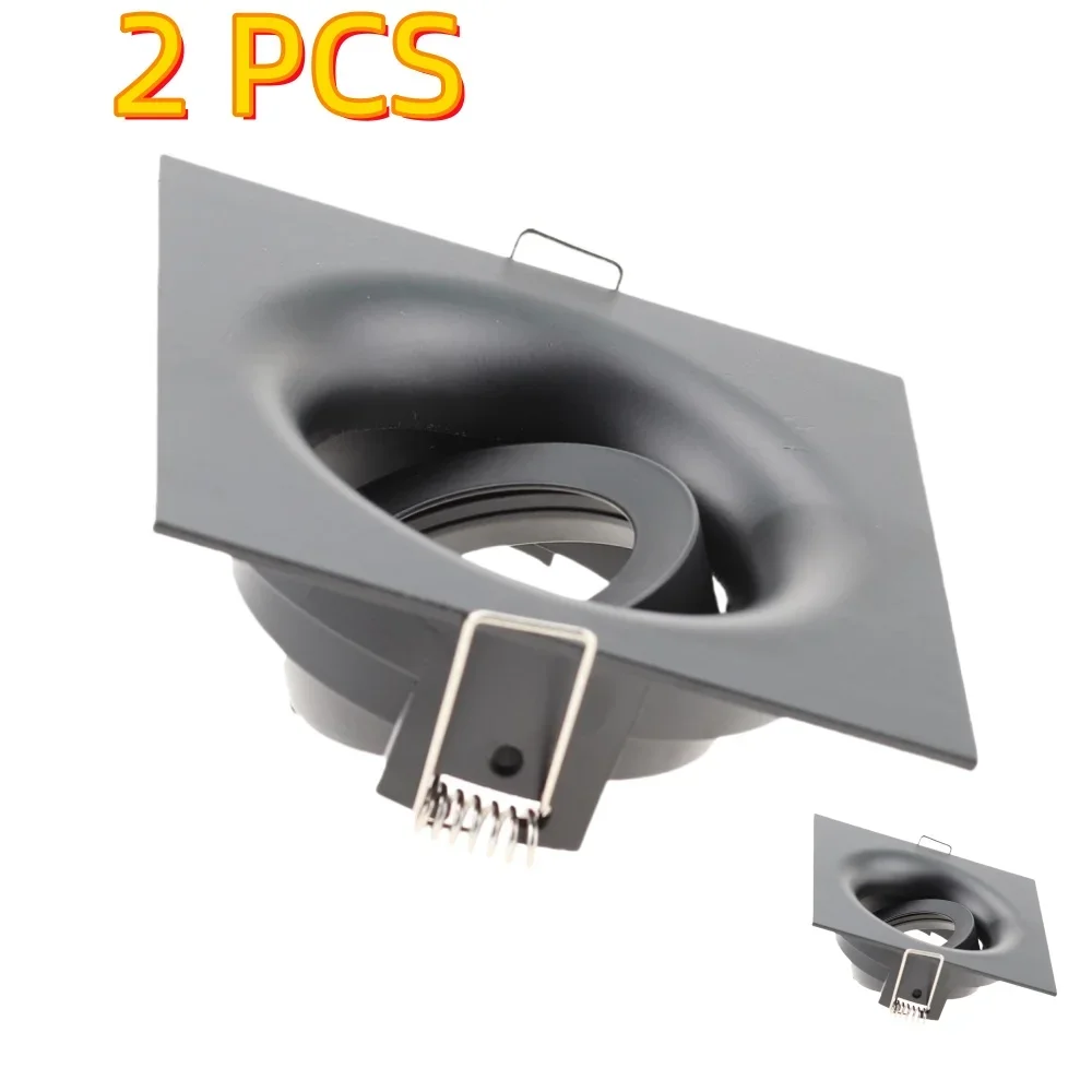 Cadre de Projecteur LED Encastré au Plafond, Rond et Carré, Blanc et Noir, pour Chambre à Coucher et Salon, GU10 MR16, 2 Pièces