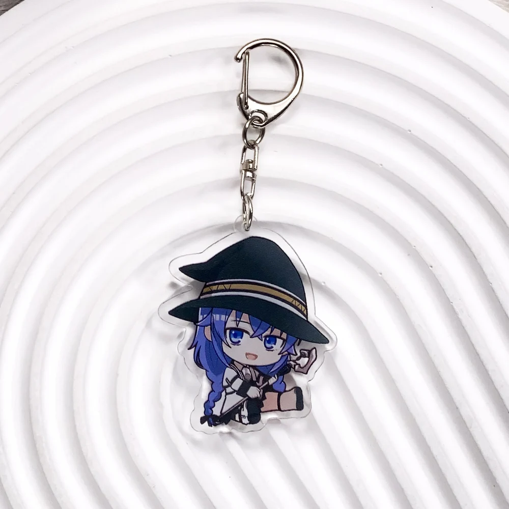 شخصيات أنيمي Mushoku Tensei الاكريليك سلسلة مفاتيح السيارة اكسسوارات حقيبة سحر الإبداعية على ظهره قلادة كيرينغ هدايا للأصدقاء