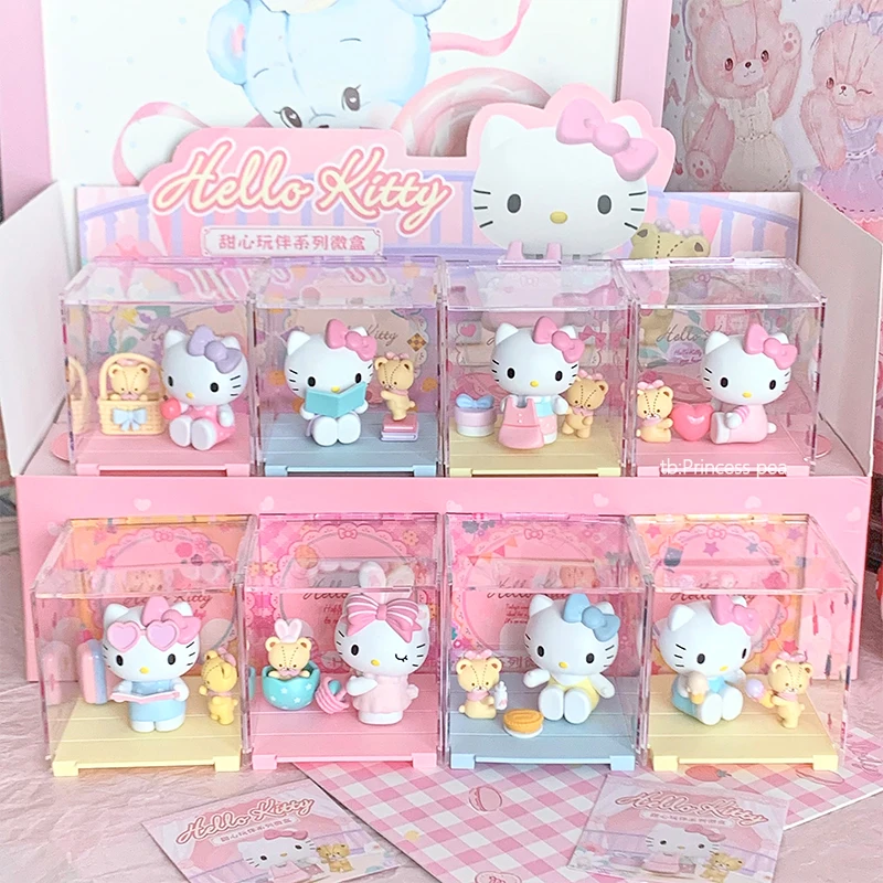 Autêntico hellokitty querida playmate série caixa cega micro caixa artesanal boneca decoração menina presente de aniversário