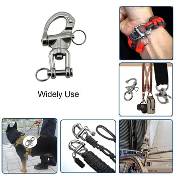3 पीस 316 स्टेनलेस स्टील सेफ्टी क्लीविस पिन स्विवेल स्नैप शेकल 70mm 87mm 128mm रिगिंग मेटल बिग चेन लिंक लॉकिंग शेकल्स 10 best sales बंधन - №10