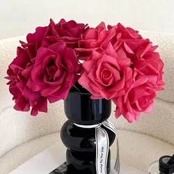 5Pc Hand-feel Moisturizing Curled Rose Bouquet Real Touch Artificial Flowers Wedding Rose Bridal Bouquet Home Decor Party Floral
