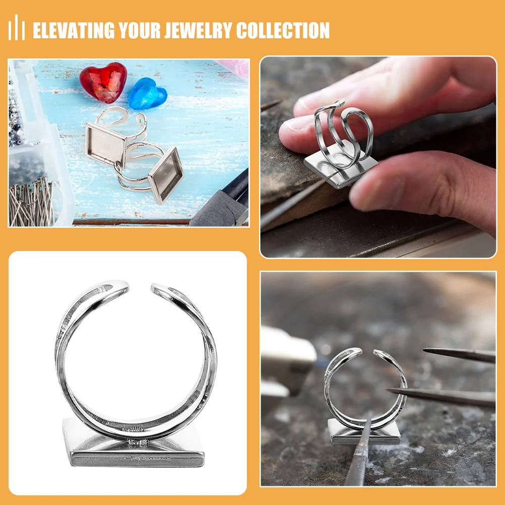 4 قطعة حلقة إطار مربع فارغة قاعدة من الفولاذ المقاوم للصدأ لتقوم بها بنفسك قابل للتعديل شقة البنصر اكسسوارات لصنع المجوهرات الحرف اليدوية الراتنج