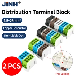 JINH 2Pcs Distribution Terminal Blocks JHT3 100A-2Pins (1x25,1x16 / 1x25,1x16) Splice Wire Connector Connectivity 25mm Wiring