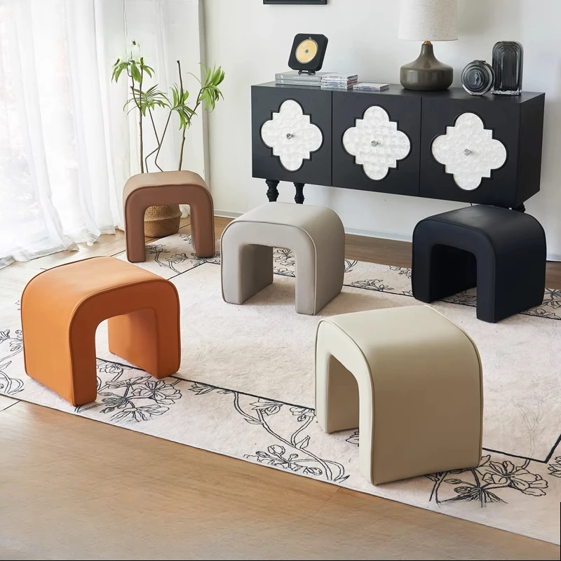 

Small leather stool, sofa stool, household living room, high-end feeling, shoe change stool, dressing stool footstool