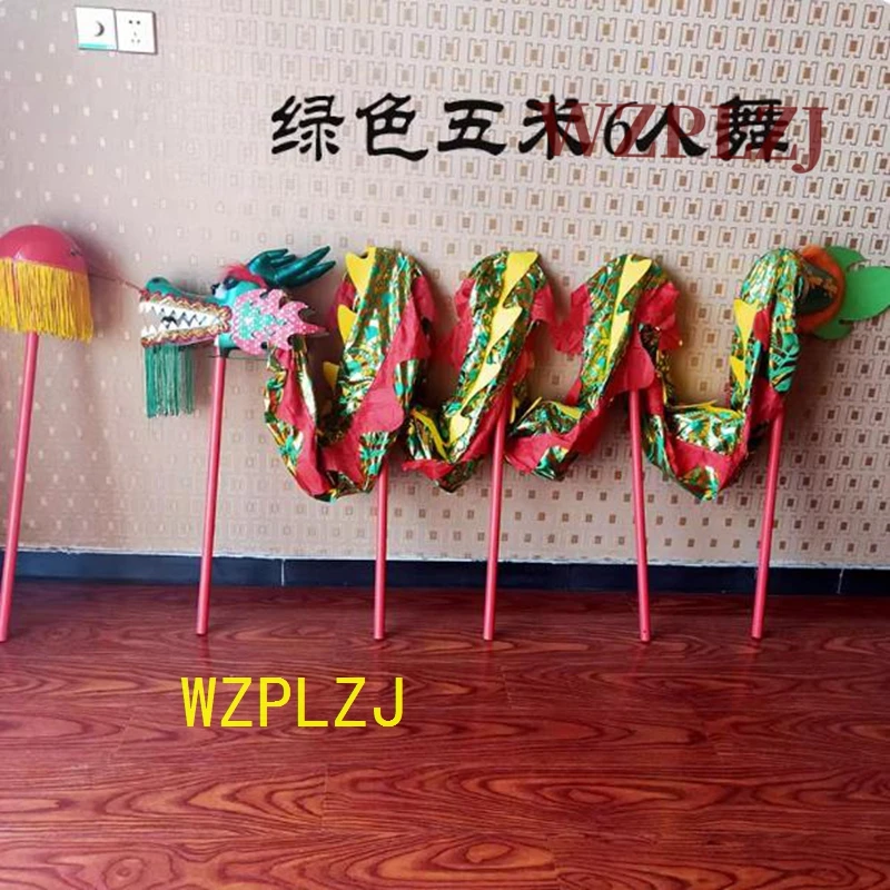 5 meter Golden Kid China Dragon Dance-kostuum 6 spelers Prestaties Kinderen Creatief spel Sportspeelgoed Event Park Stage Festival