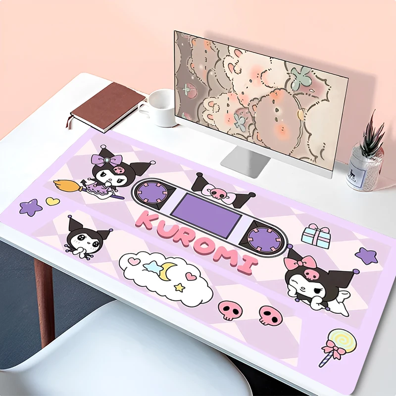 Sanrio Kuromi Black Mouse Pad Cute Anime Cartoon Pink Melody Large Gamer Accessories Gamer Kawaii Desk Mat XXL Mousepad 900X400