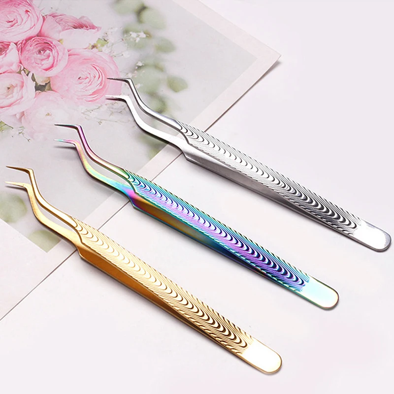 NEW Stainless Steel Superhard Eyelashes Tweezer Precision Anti-Static Tweezer For Eyelash Extension Makeup Tools