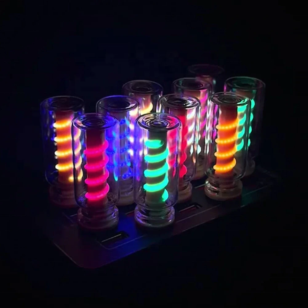 New Portable Led 7 Color Spiral-patterned Mini Light Cars Ambient Night Light Ceramic Glass Bulb Easy Touch Control Lemombo