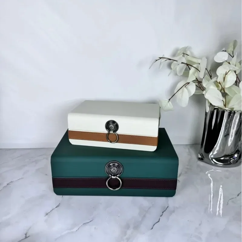 Caja de joyería de cuero de lujo, adornos, cajas de almacenamiento para dormitorio, pendientes, collares, organizador, exhibición de joyería, embalaje portátil para regalos