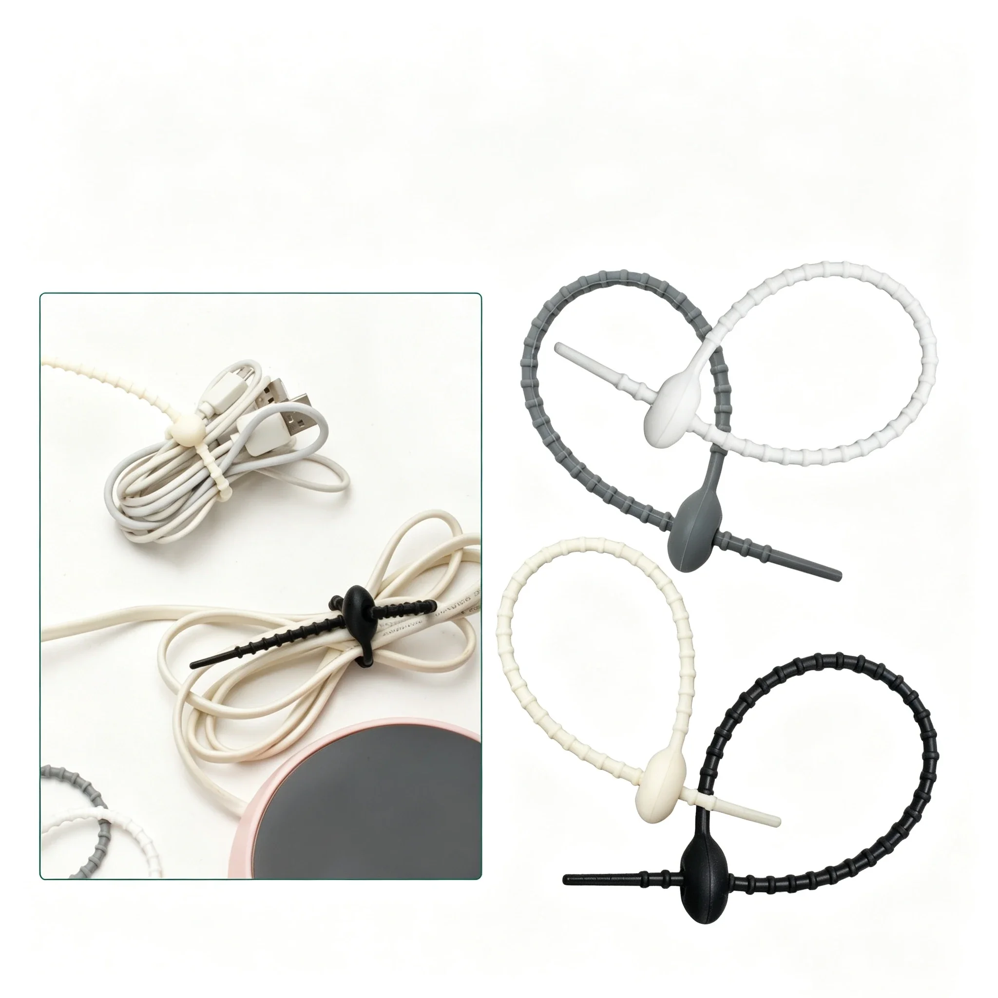 20pcs/Lot Key Chain Tag Rope Silicone Rubber Twist Wire Cable Loop Screw Lock Ring Key Holder Keyring DIY Handmade Findings Clip