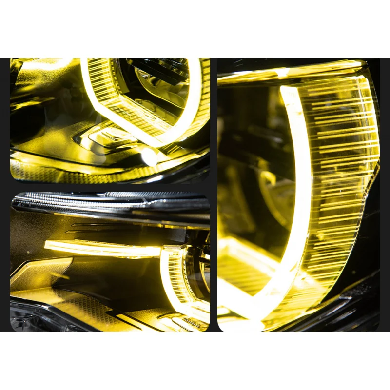 For BMW 3 Series GT F34 2013-2019 Modified Headlight Assembly Featuring Dual-Color Golden Angel Eyes And LED DRL Front Light