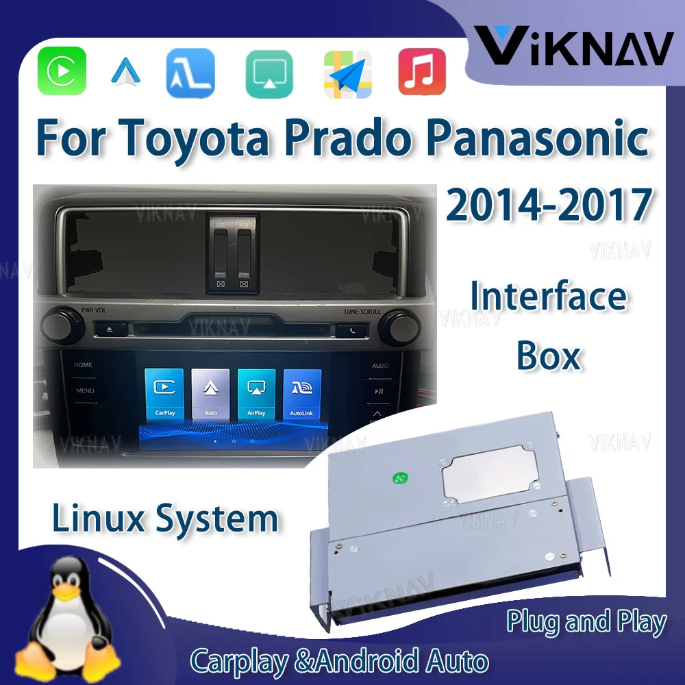 Viknav Linux System OEM Car For Toyota Prado Panasonic 2014-2017 Upgrade Decoder Box MuItimedia Wireless CarPlay Android Auto