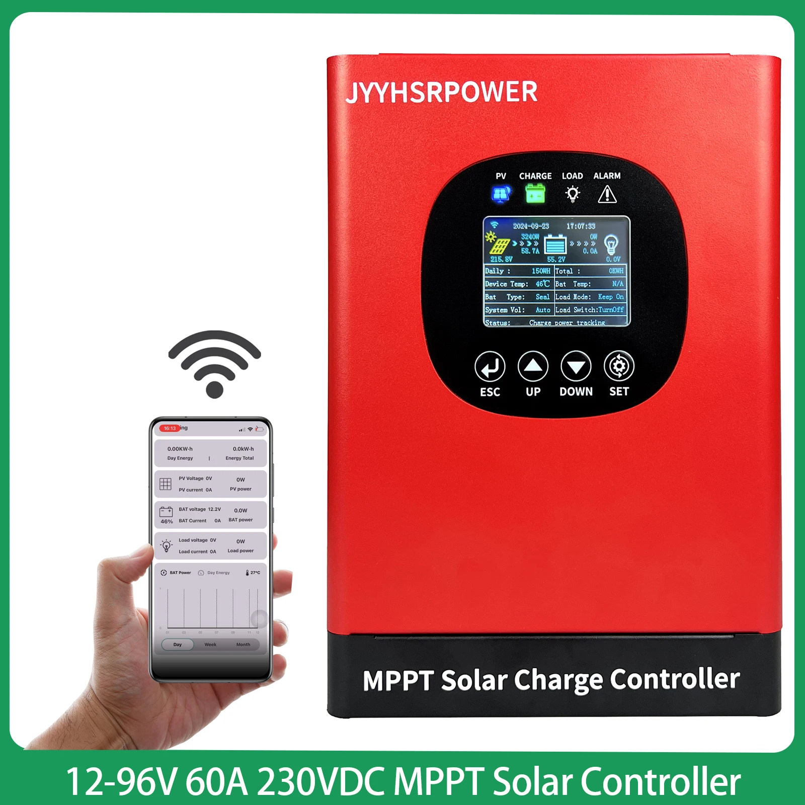 

0-80A 230VDC MPPT Solar Charge Controller Panel Charger Regulator With Load For 12V 24V 48V 60V 72V 96V Lithium Iron Phosphate