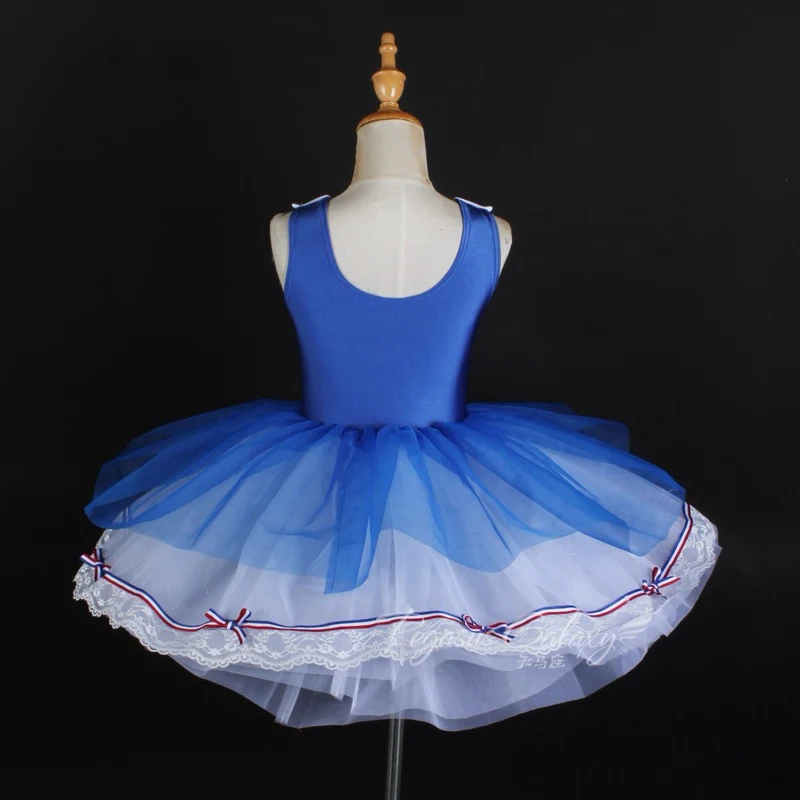 الباليه سوان تنورة رقص الأطفال الأزرق قزم فريق أداء الباليه توتو فستان الفتيات أكمام القياسية تنورة رقص الباليه #2