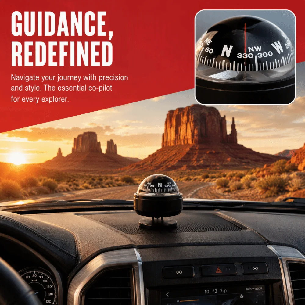 Dual Purpose Black Car Compass Plastic Portable Dashboard Compass Practical Magnetic Heading Indicator Off-road Driving