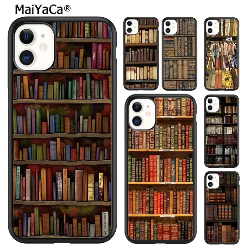 MaiYaCa-funda de teléfono con estante de libros Vintage para iPhone 16 15 SE2020 6 7 8 plus 11 12 mini 13 14 pro max coque