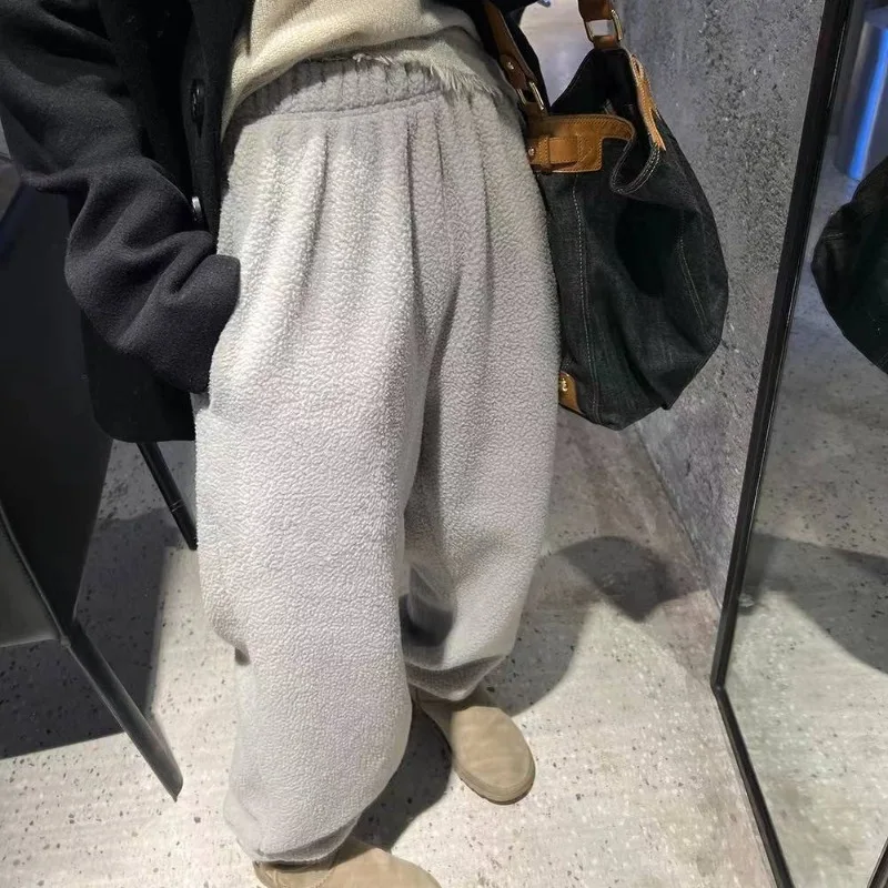 Deeptown Vintage Casual Winter Sweatpants for Woman Korean Fashion Baggy Thick Pants Harajuku Streetwear Warm Loose Trousers