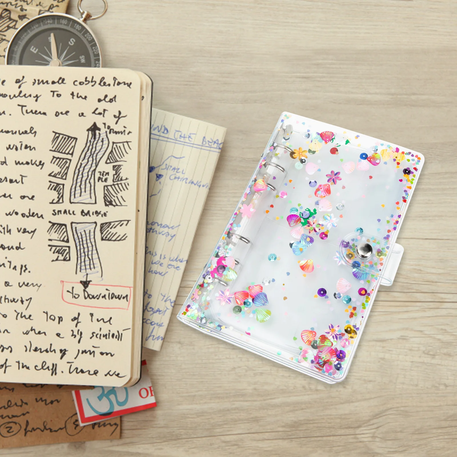 

1Set Transparent Money Organizer Versatile Stylish Binder Book with Buckle Closure Pen Loop for Travel Office School Cards and