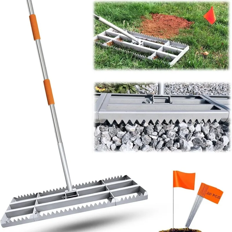 

Dual Purpose Lawn Rake with Serrated and Flat Surface Portable Double-sided Lawn Leveler Garden Yard Ground Finishing Rake