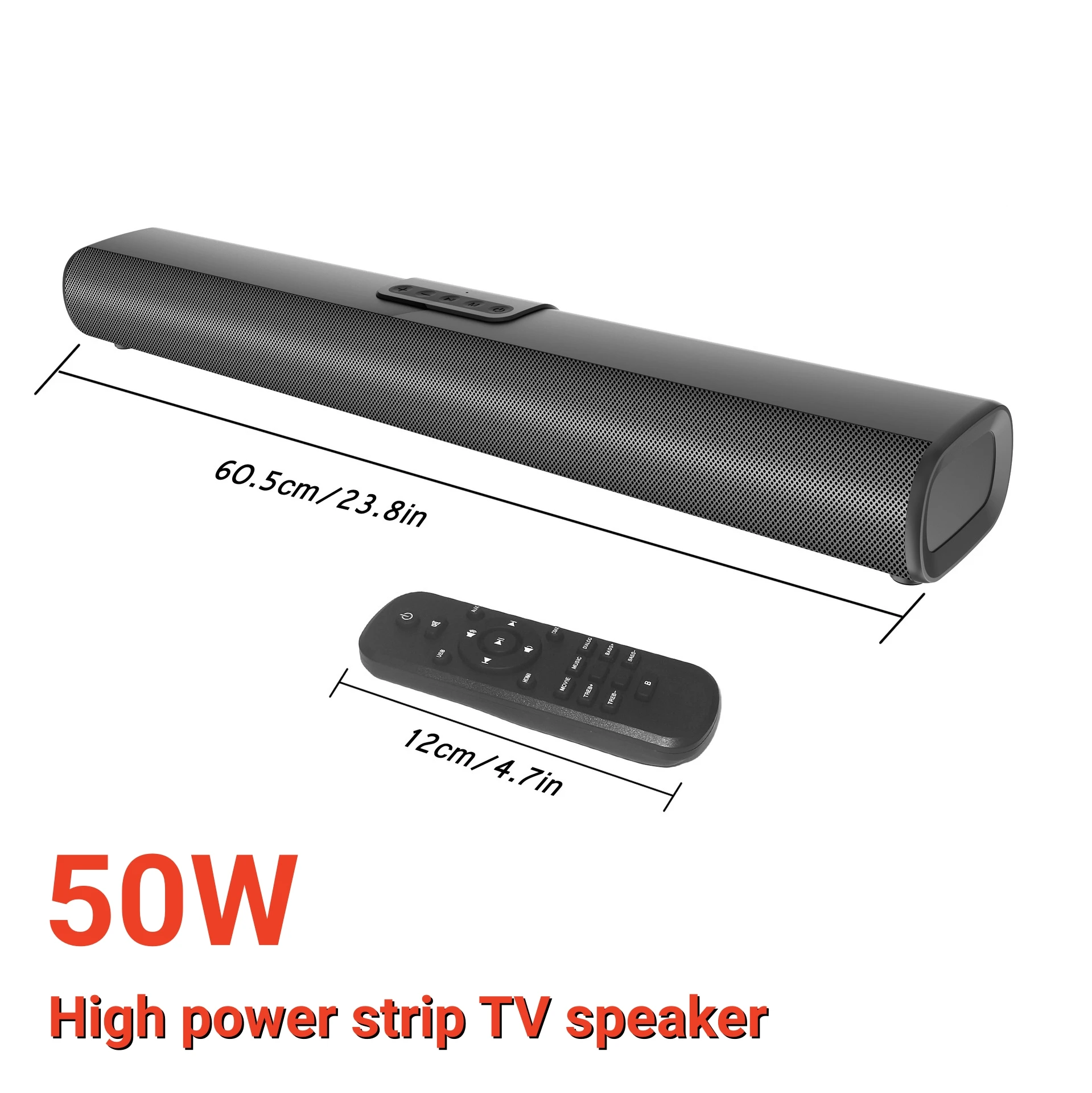 50W High-power Strip TV Soundbar 3D Home Theater System Speaker BT5.0 Computer Theater Wired Wireles Home Surround Sound Subwoof