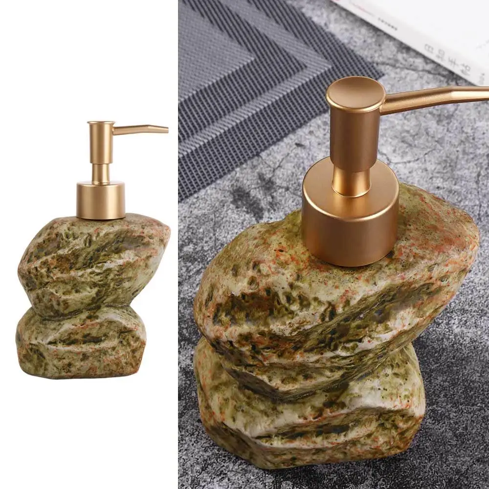 Vintage Imitation Stone Lotion Press Bottle Creative Hand Pump Shampoo Dispenser Reusable Empty Liquid Container Household