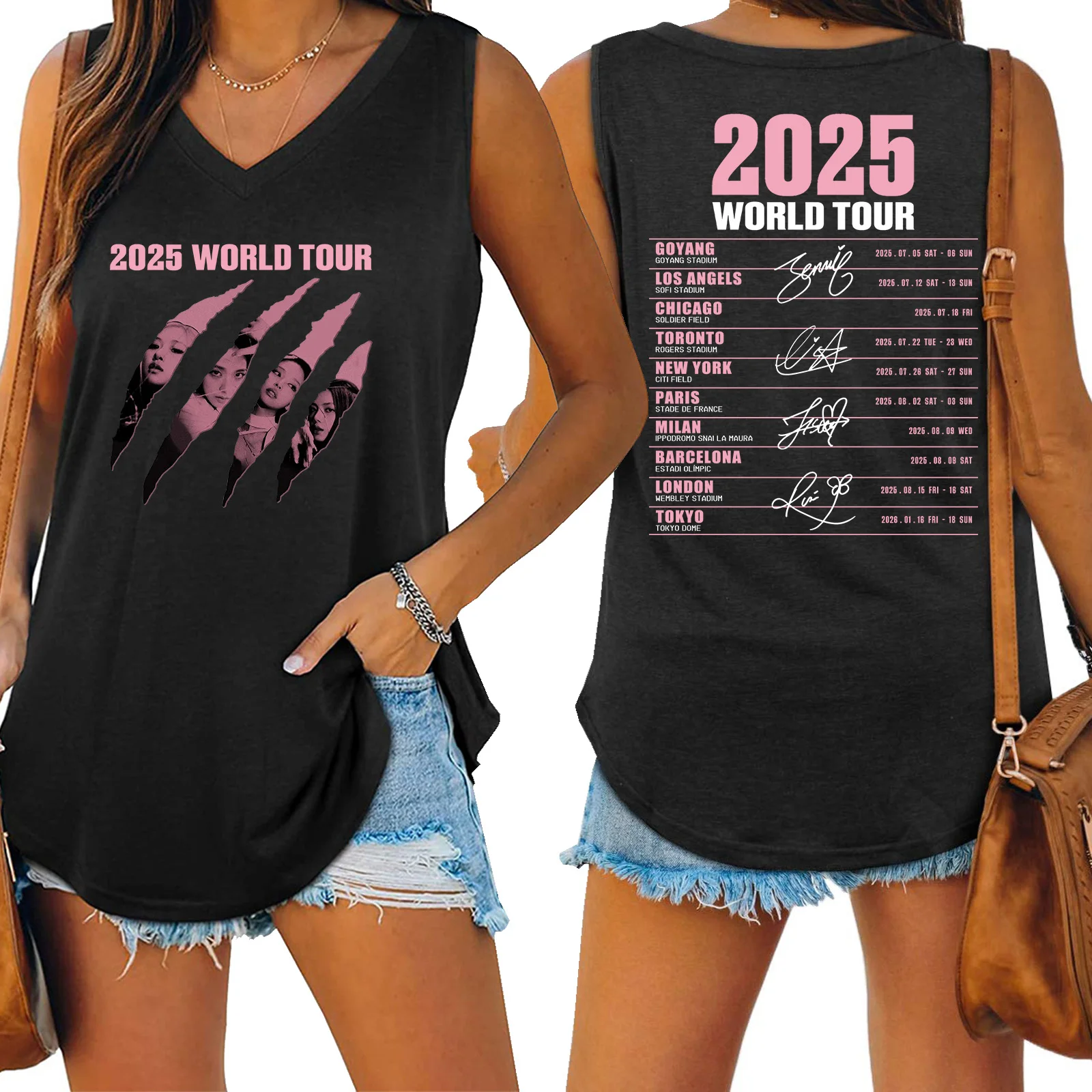 Женский жилет Black World Tour Merch 2021, женский жилет с v-образным вырезом, свободный женский топ без рукавов большого размера