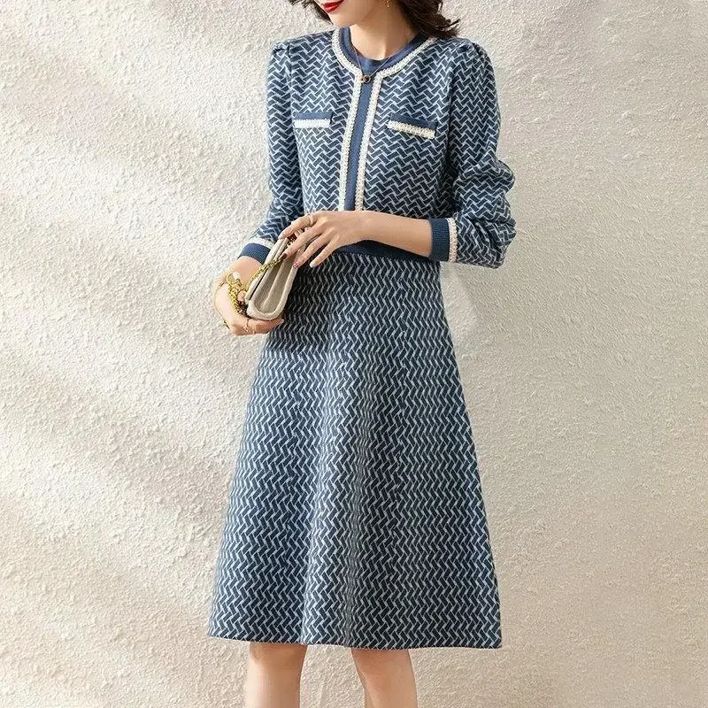 Autumn Winter Sweater Dress Luxurious Knitted Long Sleeve Dress French Party Dress Designer Korean Fashion New Slim Fit - Image 3