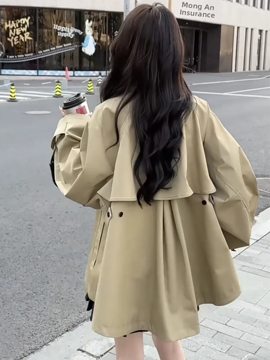 

Повседневное женское пальто цвета хаки, весна-осень, новинка 2026 года, модный корейский стиль, маленький размер, средней длины, на молнии