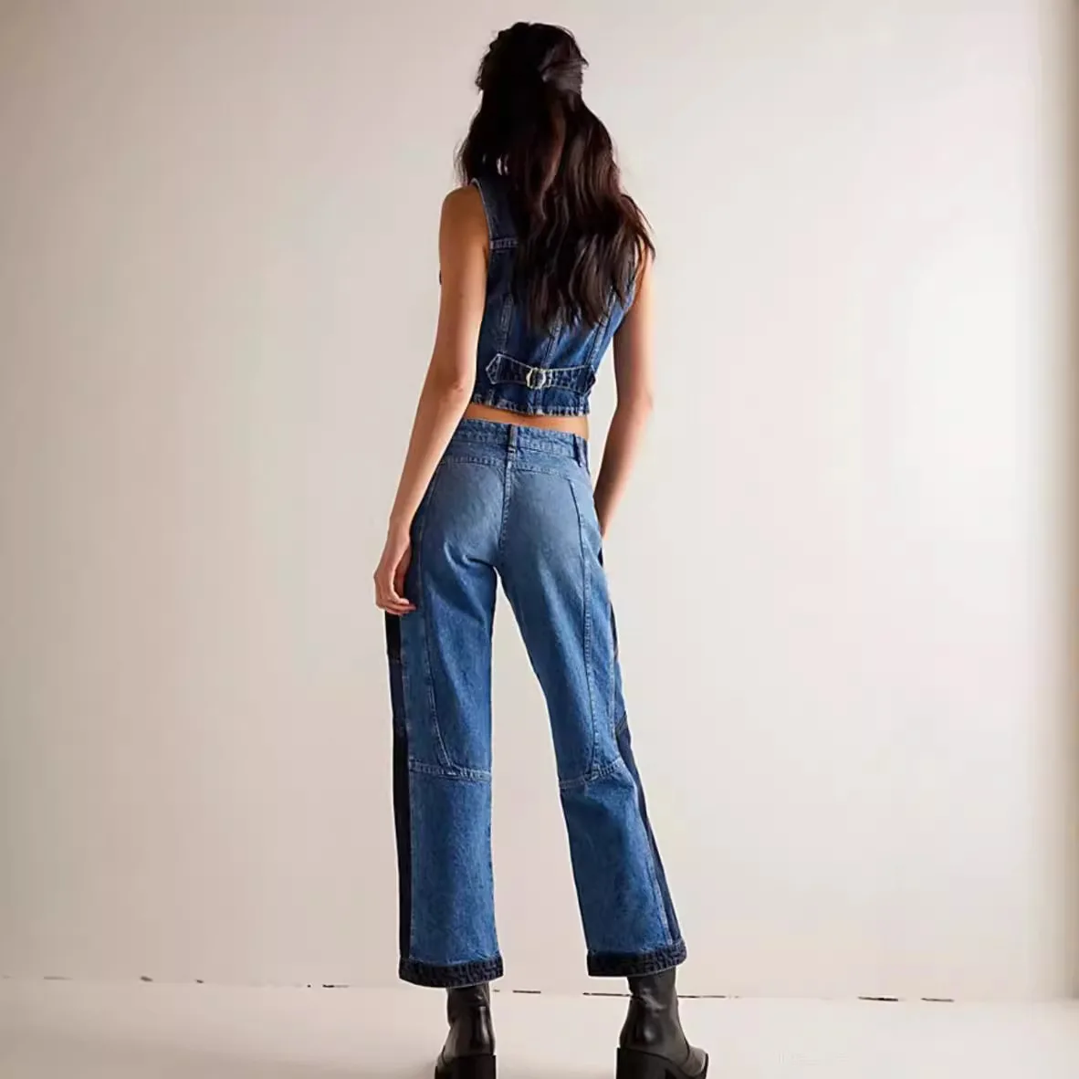 European and American Denim Retro Washing Slim Waist V-neck Vest  Sleeveless Cardigan Women Waistcoat  Casaco Feminino Jeans