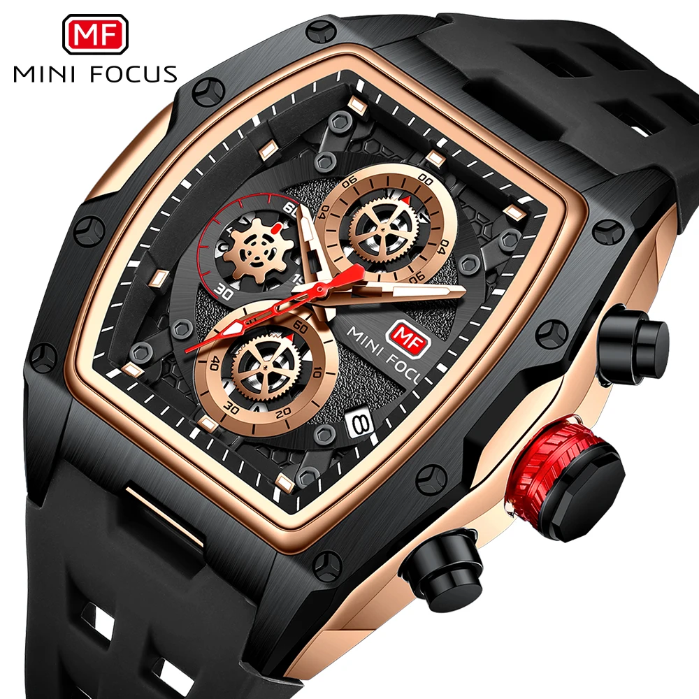 MINI FOCUS Mens Watches Top Brand Luxury Chronograph Waterproof Quartz Watch for Men Silicone Strap Luminous Wristwatches 0473G