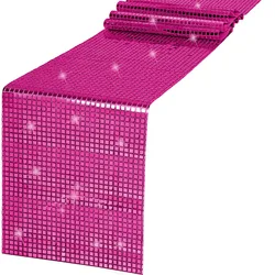 Disco Cowgirl Party Table Runner Glitter Mirror Hot Pink Table Runner 70s 80s Theme Bachelorette Party Wedding Decoration