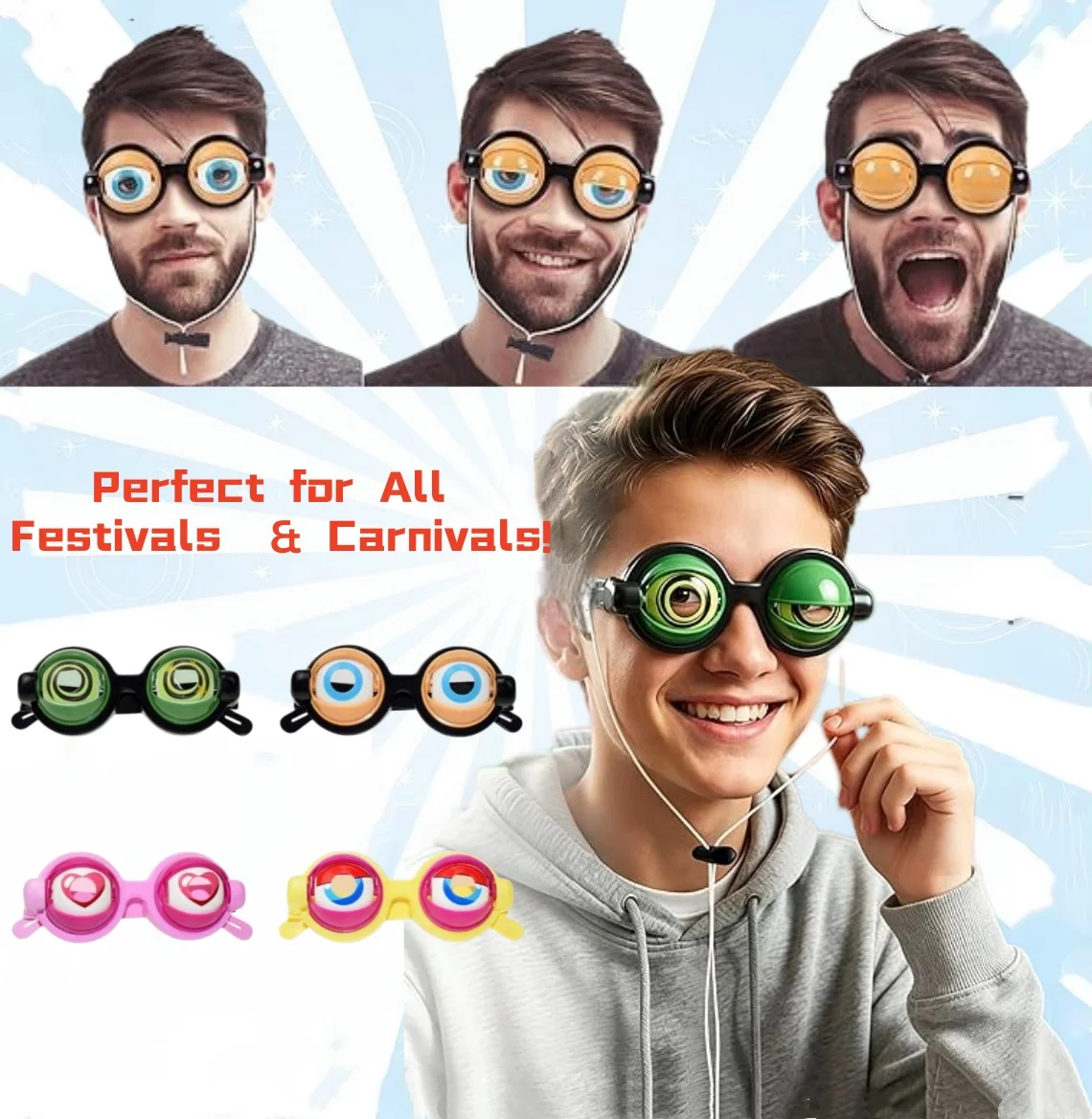 Image of Blinkende Verrückte Augen Lustige Brille Scherzartikel Cosplay-Requisite Neuartiges Scherz-Accessoire für Erwachsenen-Kostümpartys Gesellschaftliche Unterhaltung Geschenke ﻿