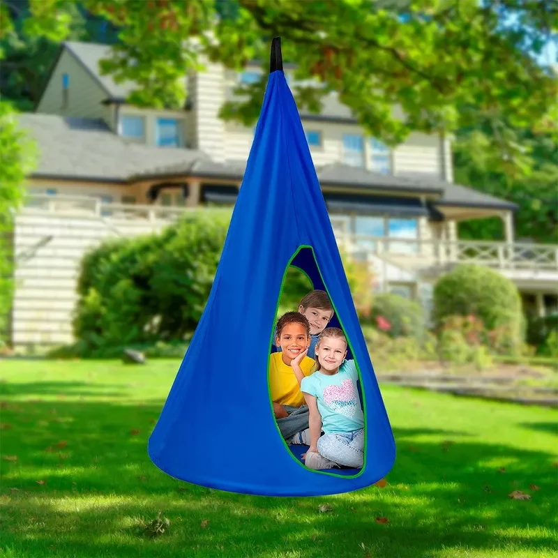 

100% Cotton Canvas Kids Pod Swing Seat Children Hammock Chair Hanging Hammock Chair with Inflatable Pillow and Air Pump