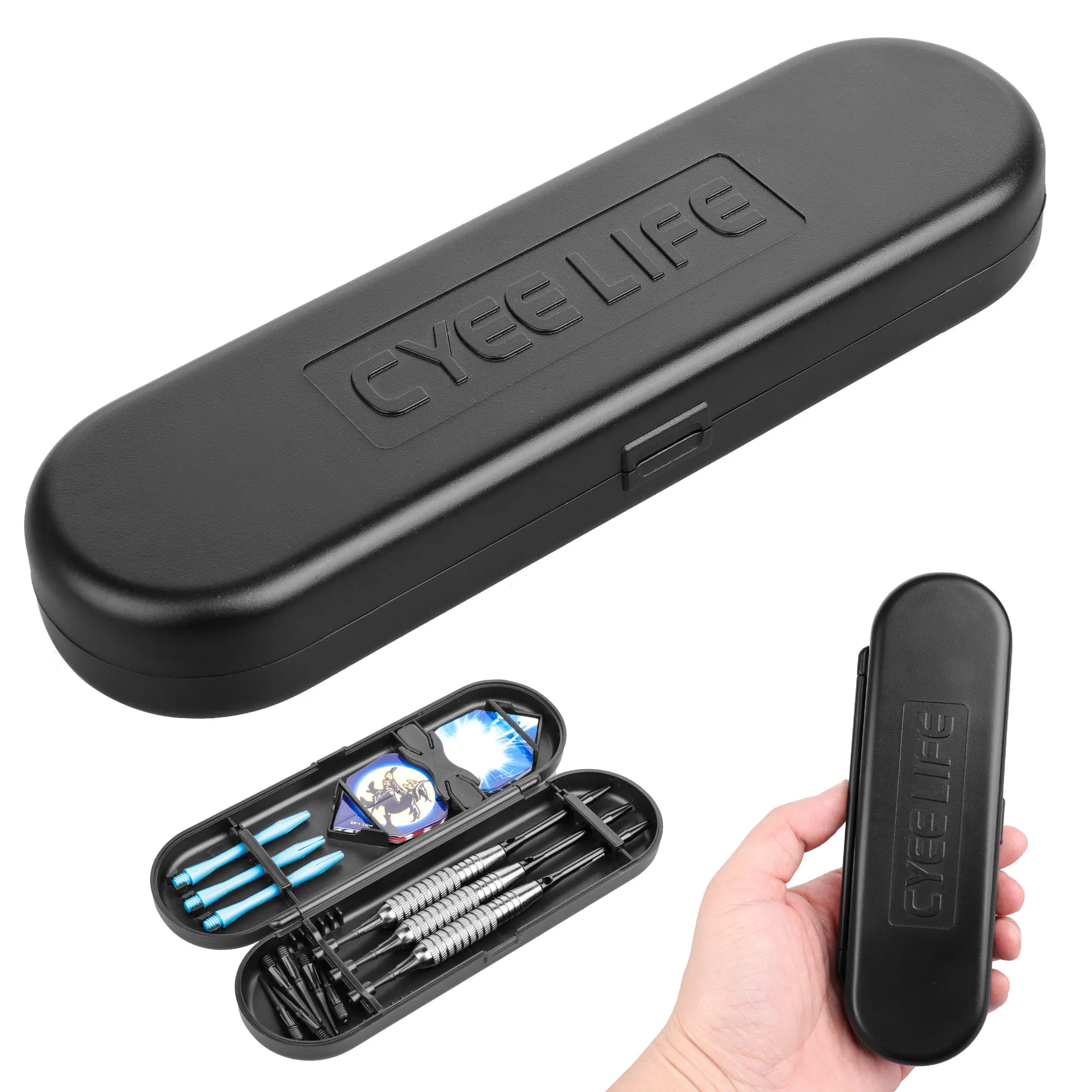 CyeeLife-Portable Nylon Dart Box, Plastic Case for Professional Darts Player, Black, Hot Sale