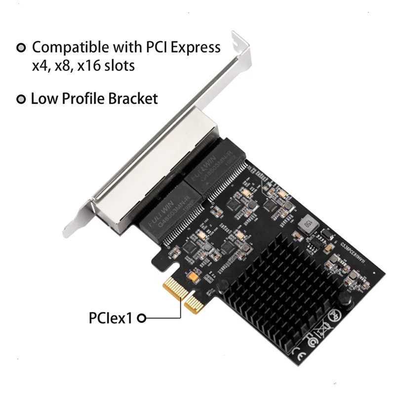 PCIE 4 Ports Gigabit Ethernet Controller Karte 1x1000 MBit/s Nic RTL8111H Chips mit Low-Profile-Halterung für Desktop