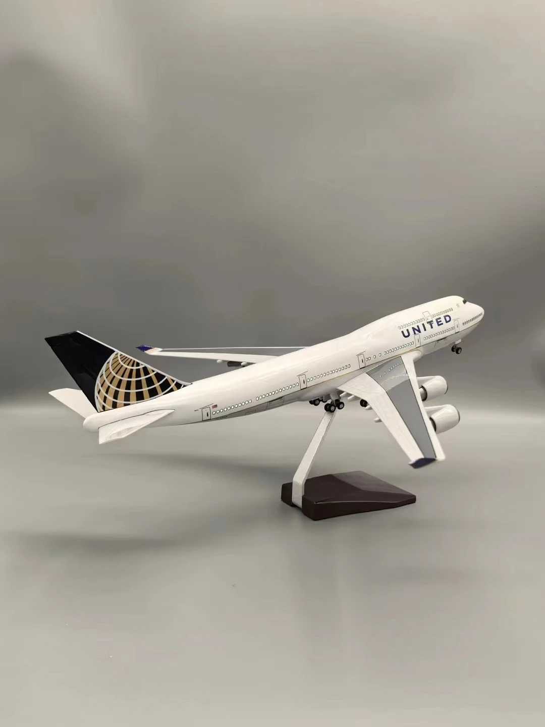 Scale Large Model Airplane 47CM Continental United Airlines Boeing 747 Plane Models Diecast Airplanes with LED Light for Collect