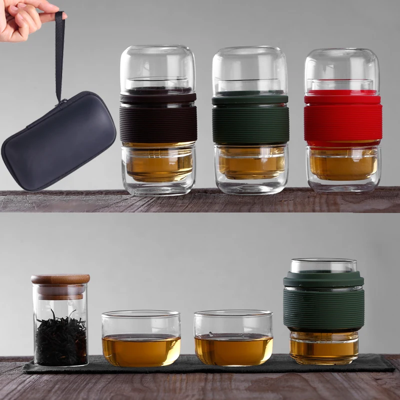 Teacup Set Kit Household Tea Making Travel Tea Set Outdoor Portable Bag Chinese Tea Set Supplies Glass Cups Set