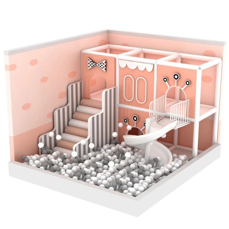 مجموعة معدات أطفال للعب الداخلي باللون الوردي عالي الجودة، توفر المصنع لمناطق اللعب