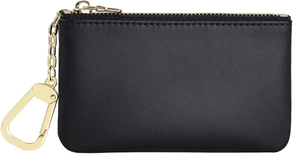 Genuine Leather Mini Coin Purse Keychain Wallet