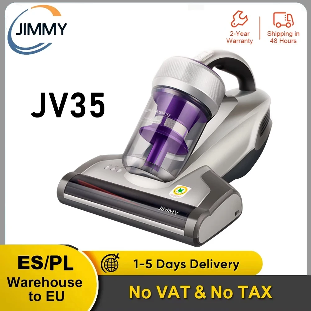 Jimmy JV35 Matratzen-Staubsauger Anti-Allergen Bettstaubsauger mit UV-C-Licht & Hochheiztechnologie 14Kpa Saugkraft 480W Leistungsstarker Handstaubsauger für Staub & Tierhaare