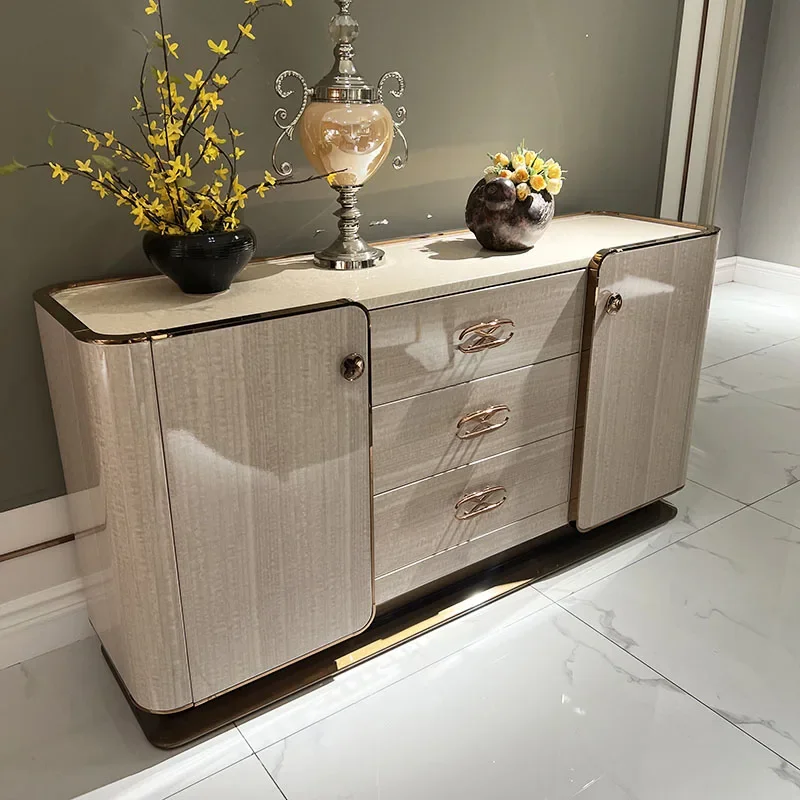 

Modern high-end custom art furniture porch cabinet Italian light luxury restaurant solid wood sideboard