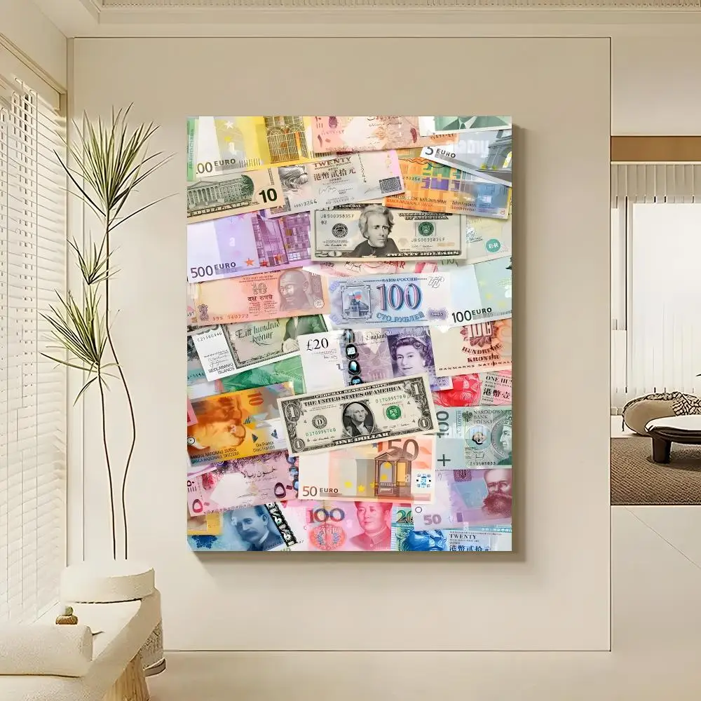 Financial Concept Global Currencies Poster Wall Poster Sticker for Bedroom Dorm Home Gift Lightweight Self‑Adhesive PP Material