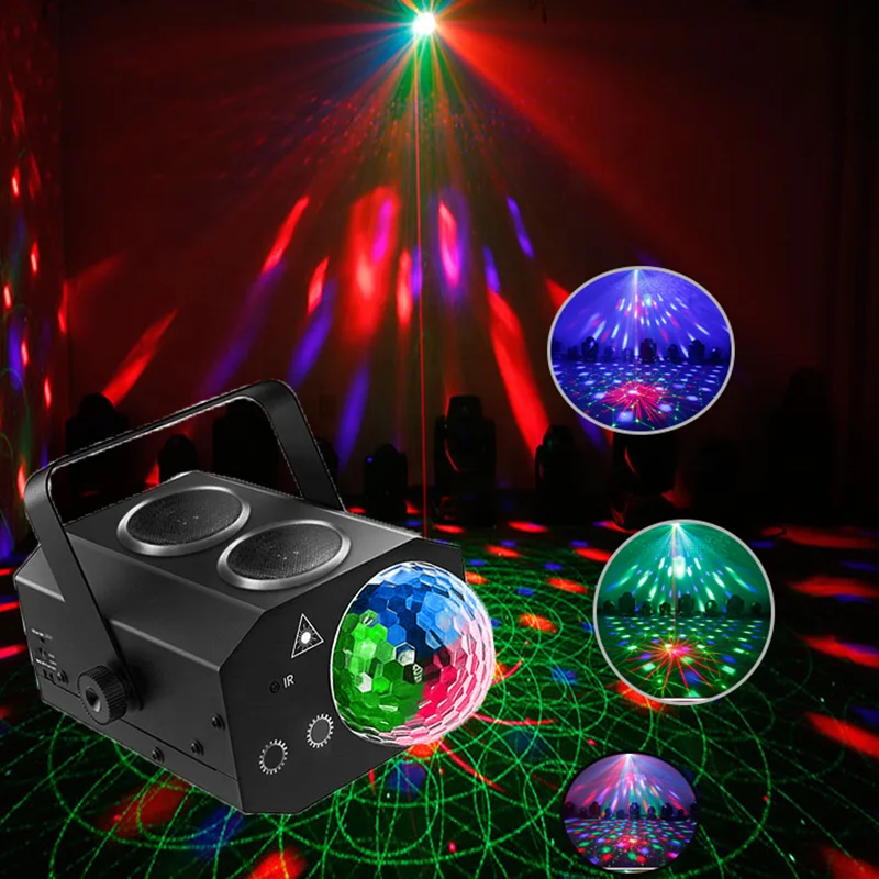 64 Patterns Party Light Bluetooth DJ Disco Light RGB Stage Lighting Projector Music Activated Strobe Light with Remote Control