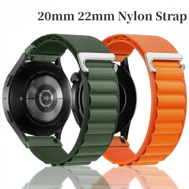 20mm 22mm Nylon Alpine Strap for Samsung Watch 7 6 5 Classic Bracelet Wristband for Huawei Watch 4/3/GT4-3 Pro Amazfit GTR Band