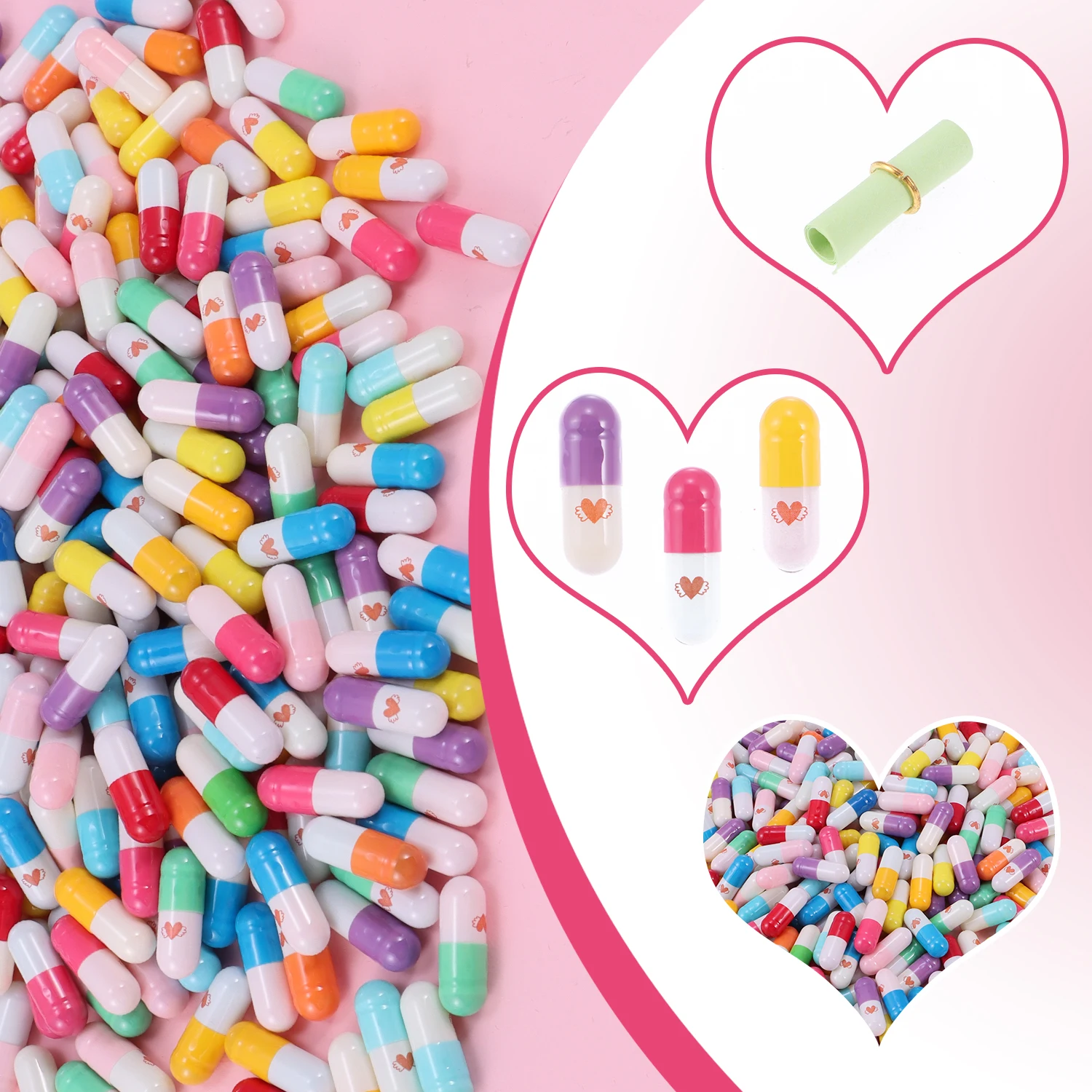 Cute Love Letter Capsules Valentine's Day Conveying Love Handwritten Love Letters Wedding Romantic Decoration Capsules Ornament