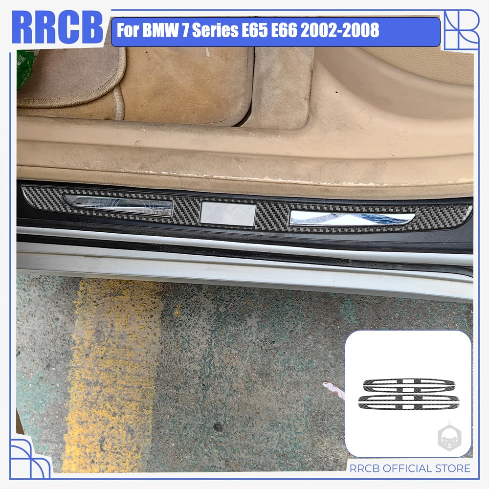 For BMW 7 Series E65 E66 2002 2003 2004 2005 2006 2007 2008 Real Carbon Fiber Door Sill Inner Frame Trim Set