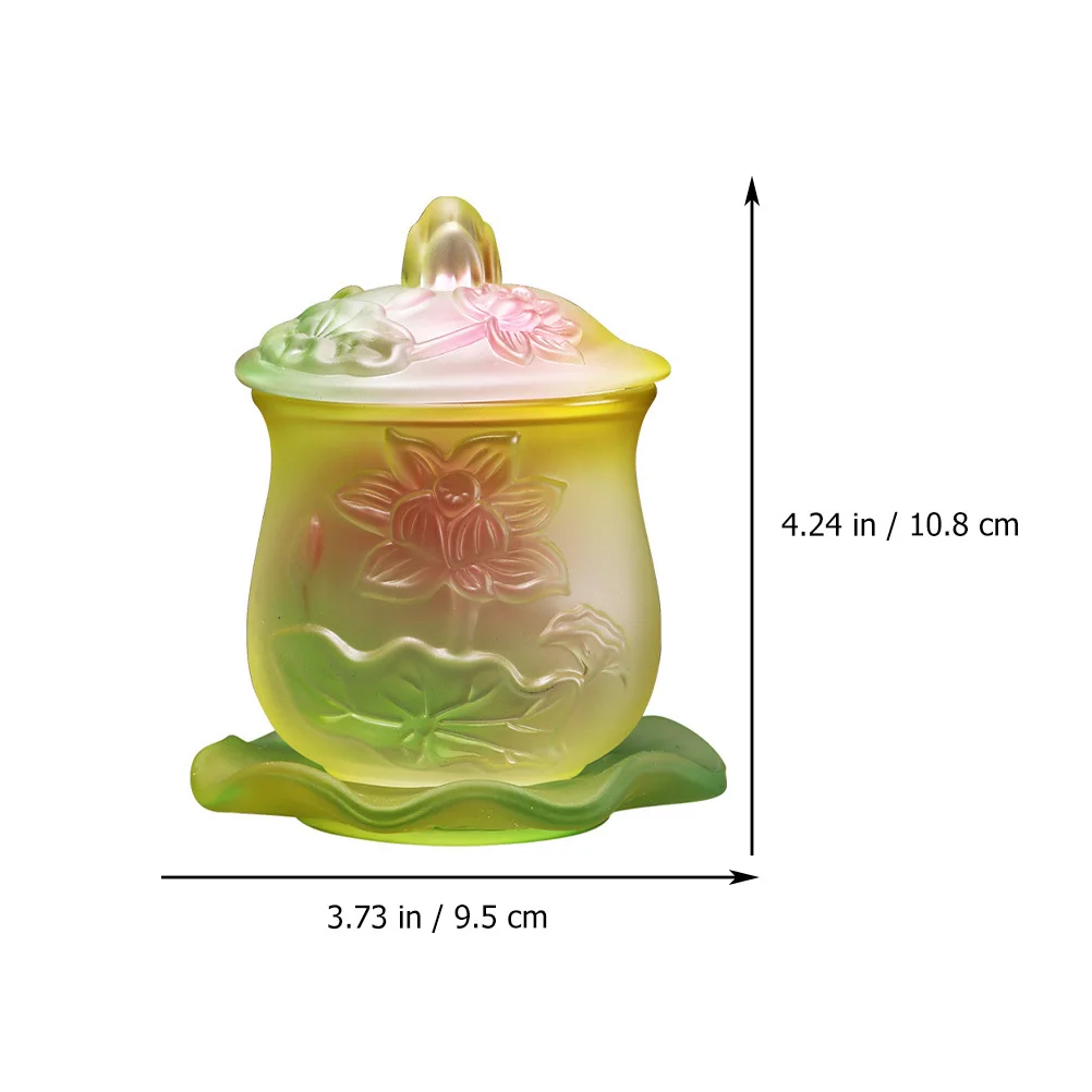 1 قطعة كوب ماء زجاجي لوتس شكل رائع سطح مصقول معبد المنزل عرض ملحق كوب ماء مقدس لوازم التضحية