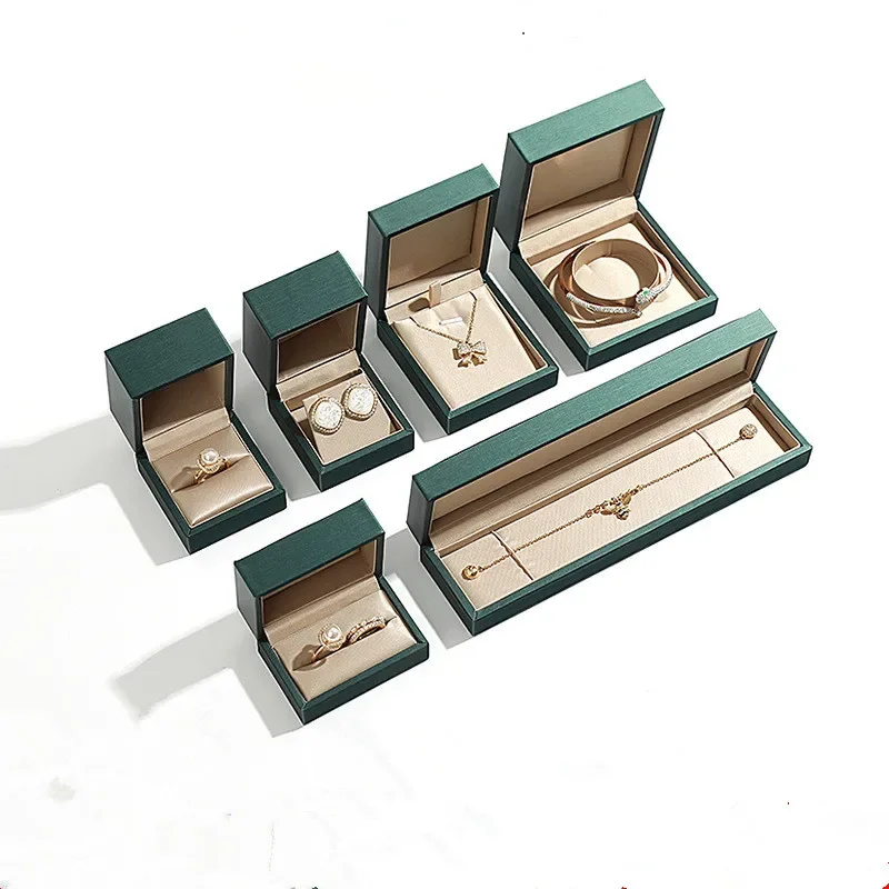Multi Style 1 Pcs gold /green fashion jewelry box high grade PU leather ring box earrings Bracelet box  jewelry packing box