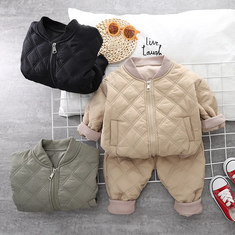 Clothing set winter thickened and warm 0-5 aged  boys casual down jacket+pants 2-piece Korean version fashionable Kids Garments