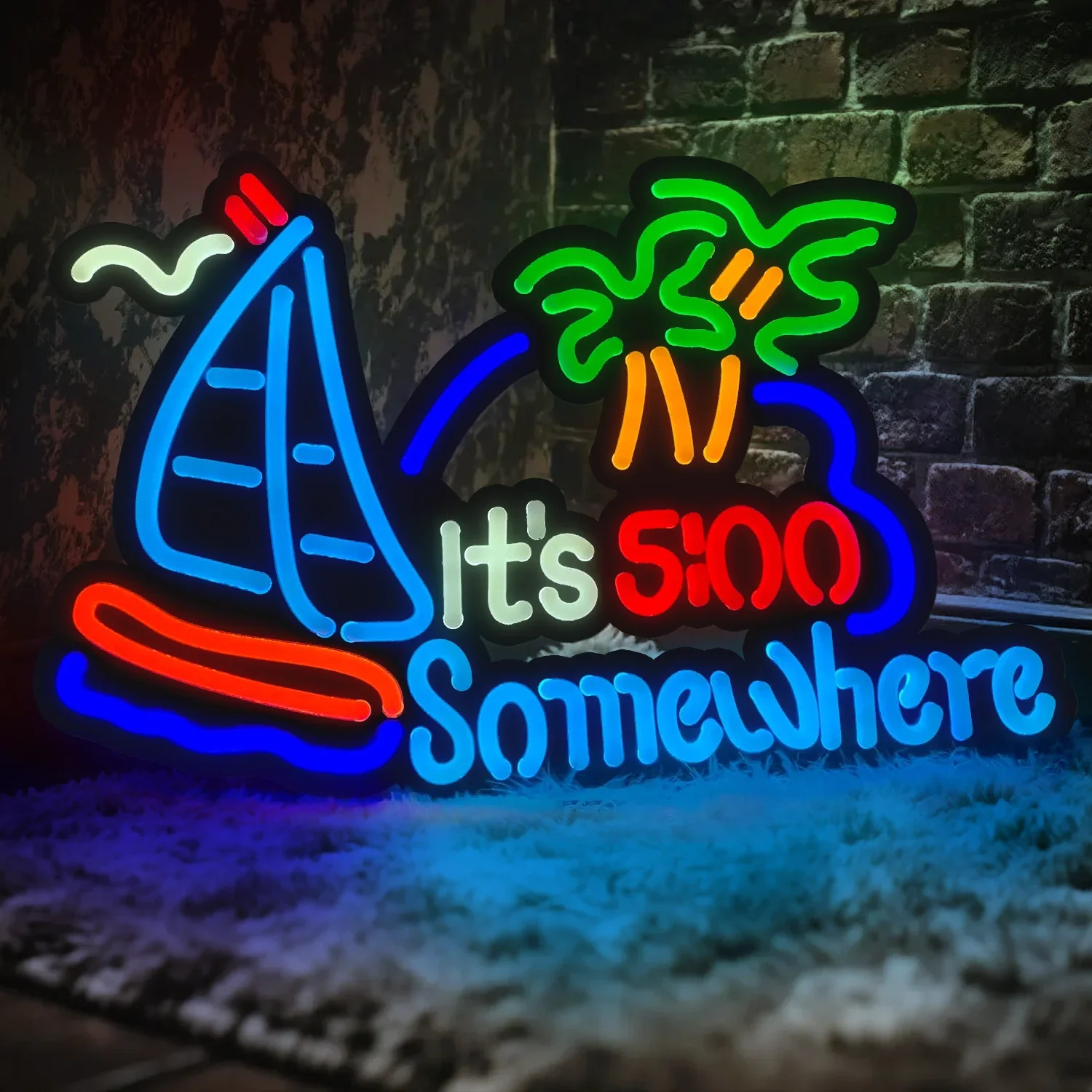 Parrot Neon Sign Led Dimmable Palm Tree Sun Neon Light Wall Hanging Decor for Man Cave Bar Beer Garage USB Powered Neon Art Sign